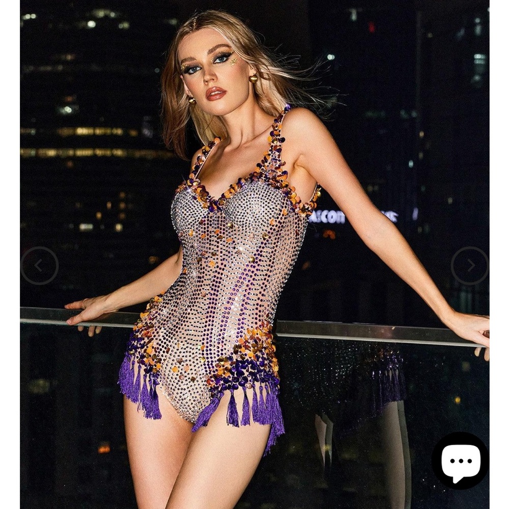 Elegant Purple and Silver Women's Bodysuit